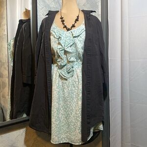 Forever 21 Blue w White Print Sleeveless Midi Dress size M